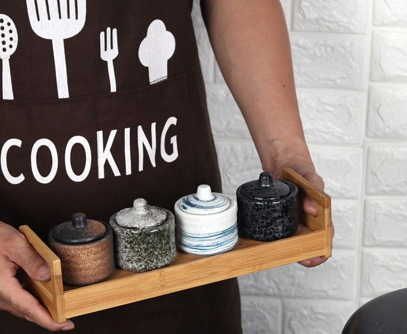 123Arts Ceramic Mini Sugar Bowl Seasoning Pot Salt Pepper Storage Jar with Lid Spoon,70ml - Image 5